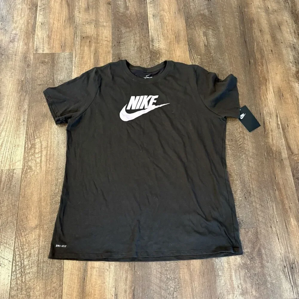 Womens Nike The Nike Tee Dri-FIT Brown Futura Swoosh Logo T-Shirt Size XXL NWT